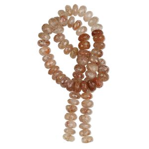 Sunstone 1pkg1, hand-cut micro-faceted rondelle bead natural 15 inch 8x5mm-10x6mm