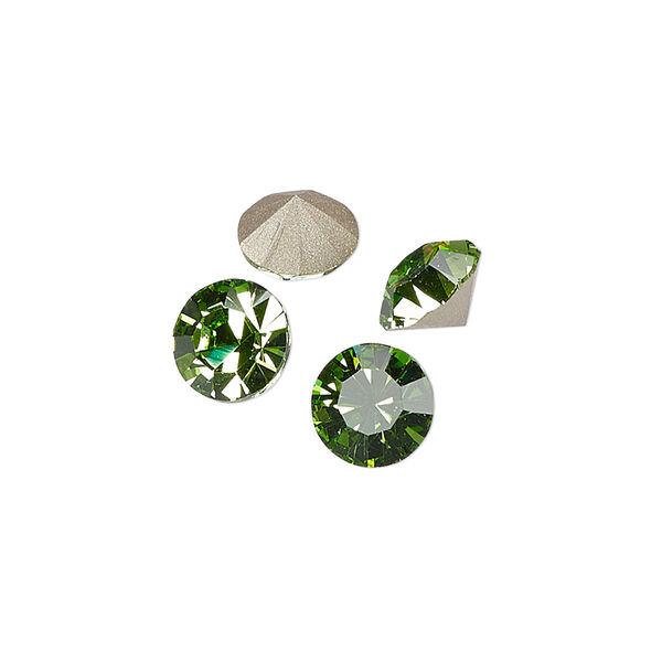 Chaton 8pk peridot foil back, Preciosa MAXIMA Czech crystal rhinestone 8.16-8.41mm 15-cut faceted round SS39 image number 0