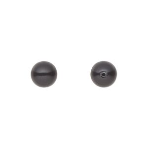 Pearl 150pk magic black, Preciosa Czech crystal 8mm half-drilled round