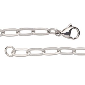 Chain 1pkg1 paperclip, 4.8mm / lobster claw clasp, stainless steel 24 inch
