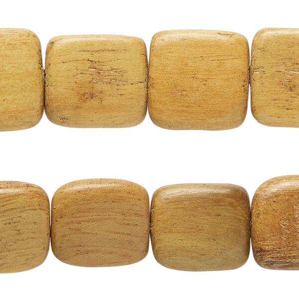 Bead, nangka wood (waxed), 14-15mm flat square. Sold per pkg of (2) 7-inch strands, approximately 25 beads. image number 0