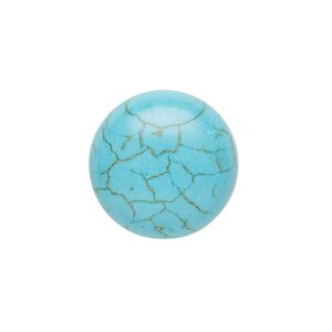 Cabochon, "turquoise" (resin) (imitation), 20mm calibrated round with matrix. Sold individually.