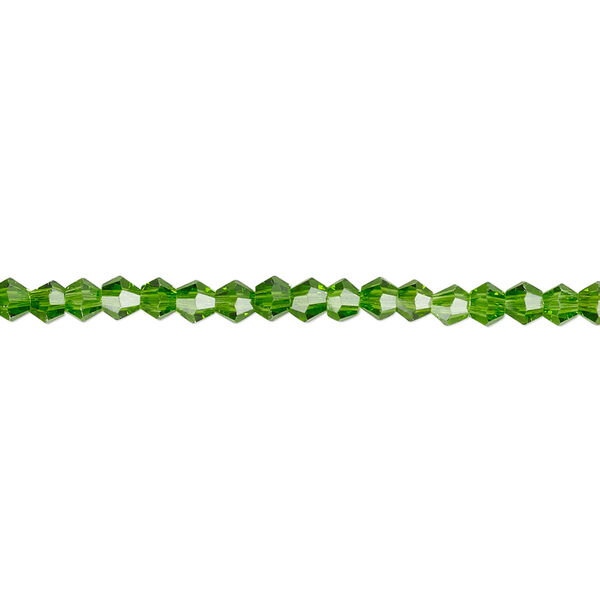 Bead 1pk 16 facets transparent green, Celestial Crystal® 3mm bicone 15.5-16 inch image number 0