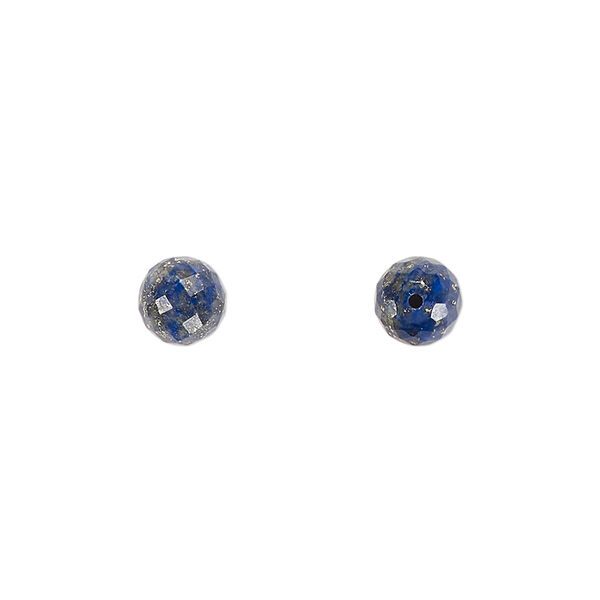 Lapis lazuli 1pkg2, hand-cut half-drilled faceted round bead natural B grade, 6mm image number 0