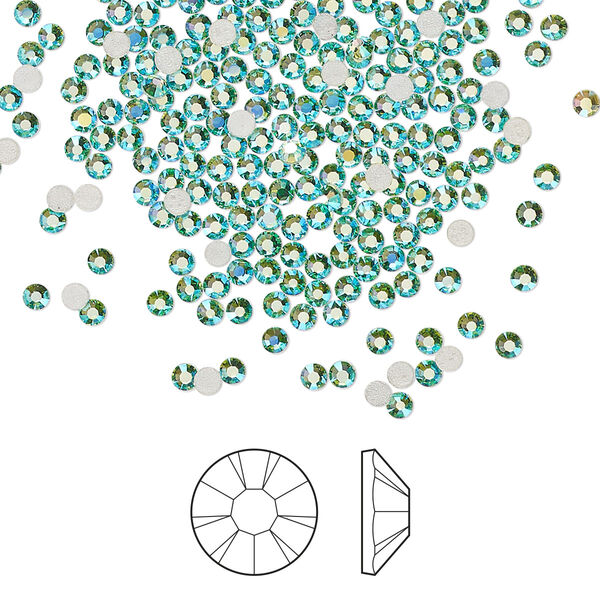 Flat back 1440pk Caribbean Sea AB foil back, Preciosa MAXIMA Czech crystal hotfix rhinestone 1.9-2.1mm chaton rose round SS6 image number 0