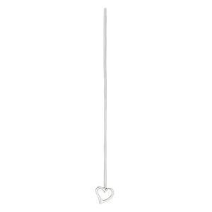 Head pin 1pkg2 silver-plated brass, 2 inches with 5mm open heart, 22 gauge.