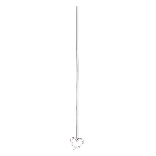 Head pin 1pkg2 silver-plated brass, 2 inches with 5mm open heart, 22 gauge. image number 0