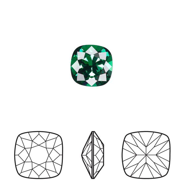 Fancy stone 2pk majestic green foil back, Crystal Passions® 10mm cushion 4470 image number 0