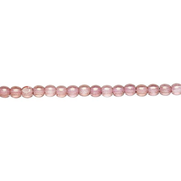 Bead, Czech glass druk, translucent pink luster, 3mm round. Sold per 15-1/2" to 16" strand. image number 0