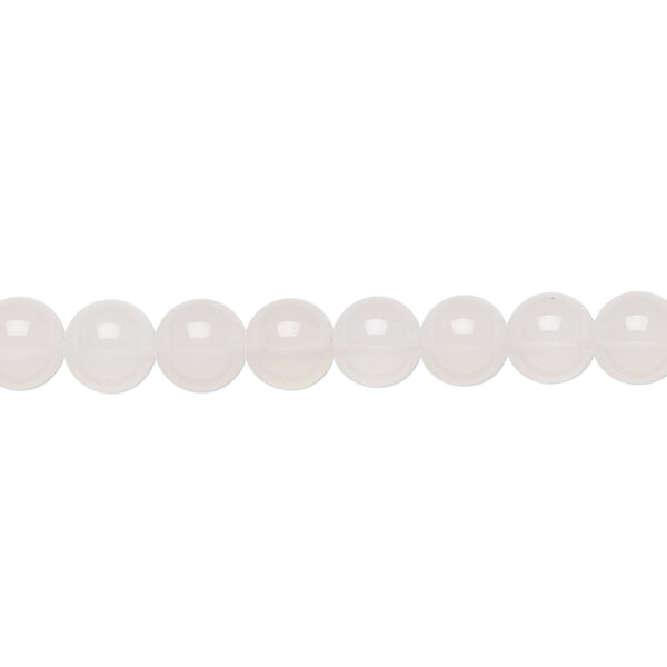 Bead, white agate (natural), 6mm round, B grade, Mohs hardness 6-1/2 to 7. Sold per 15-1/2" to 16" strand. image number 0