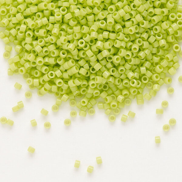 Seed bead, Delica®, glass, pkg/50g, #11 round, opaque chartreuse (DB-0733). image number 0