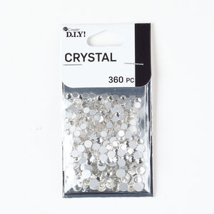 Flat back mix 1pkg360, glass, clear, 3-4.8mm faceted round, SS12 / SS16 / SS20.
