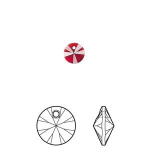 Drop 12pk Siam, Crystal Passions® 6mm pendant mini disk 6428