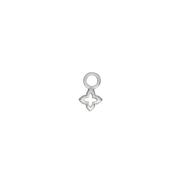 Charm, sterling silver, 5mm single-sided open flower with 4mm closed round loop. Sold per pkg of 2. image number 0