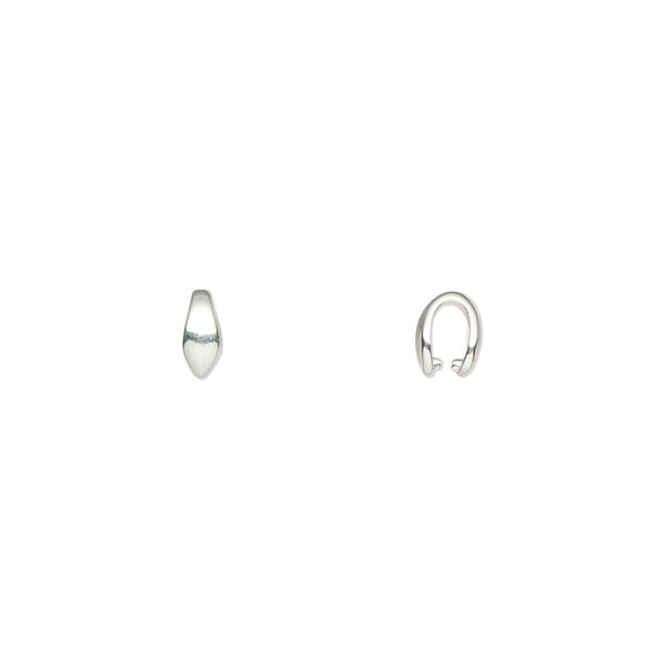 Bail, ice-pick, silver-plated brass, 6x2.5mm with 3.5mm grip length. Sold per pkg of 20. image number 0