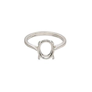 Ring, Sure-Set™, sterling silver, 10x8mm 4-prong oval basket setting, size 7. Sold individually.