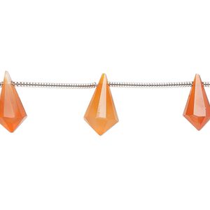 Carnelian 1pkg10, hand-cut top-drilled faceted point bead 10x5mm-12x6mm