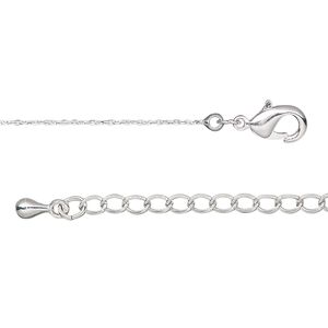 Chain 1pkg1 silver-plated cable, 0.6mm / lobster claw clasp, brass 18 inch