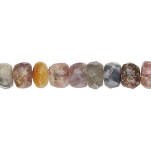 Multi-tourmaline 1pkg1, hand-cut faceted rondelle bead natural 14 inch 6x3mm-8x6mm