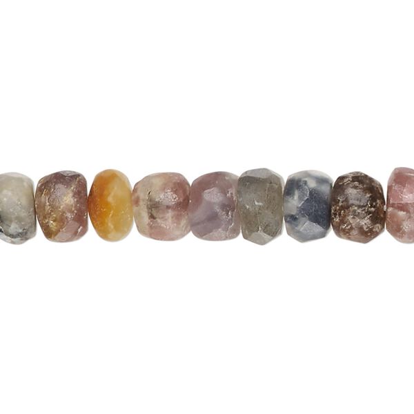 Multi-tourmaline 1pkg1, hand-cut faceted rondelle bead natural 14 inch 6x3mm-8x6mm image number 0