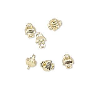 Loop peg, Miracle Mount™, gold-finished "pewter" (zinc-based alloy), 5x5mm square. Sold per pkg of 6.