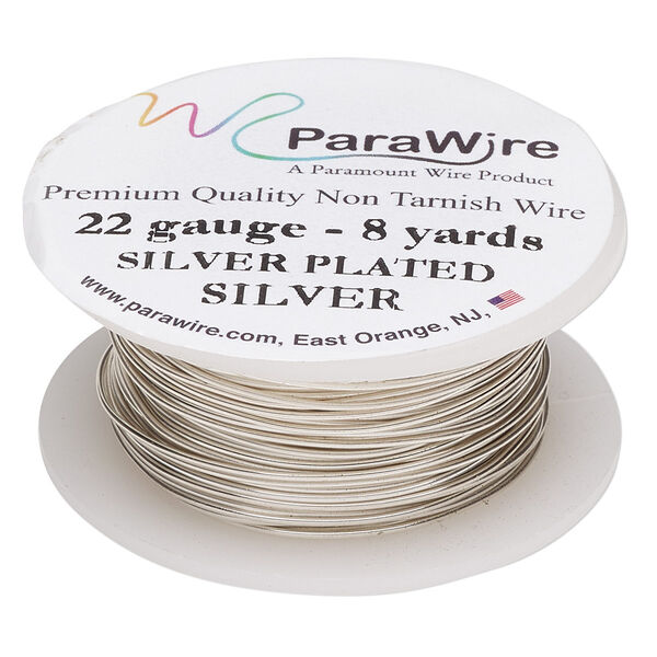 Wire, ParaWire™, silver-plated copper, round, 22 gauge. Sold per 8-yard spool. image number 0