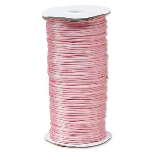 Cord, Satinique™, satin, pink, 2mm regular. Sold per 400-foot spool.