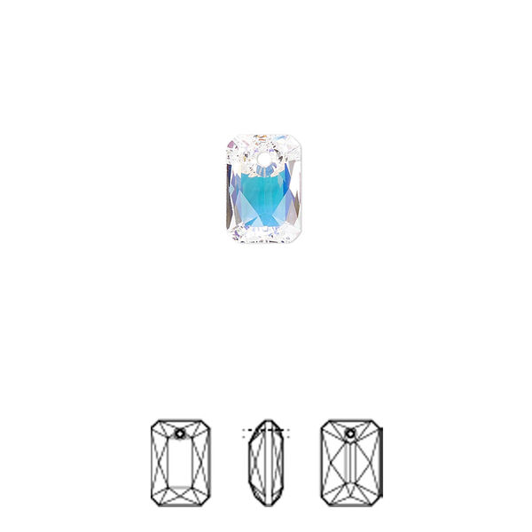 Drop 4pk crystal AB, Crystal Passions® 9x6mm pendant emerald cut 6435 image number 0