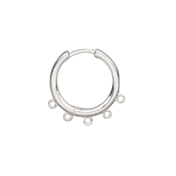 Earring, sterling silver, 18mm round hoop with 5 closed loops and hinged closure. Sold per pair. image number 0