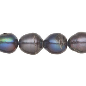 Freshwater pearl 1pkg1, rice, 15 inch dark peacock 10-12mm cultured