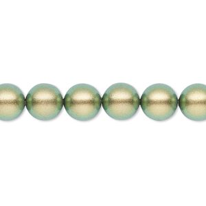 Pearl 50pk iridescent green, Crystal Passions® 8mm round 5810