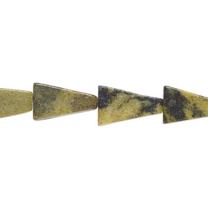 Yellow "turquoise" (serpentine with quartz) 1pkg1, flat trapezoid bead natural, 15 inch 12x7mm-13x8mm