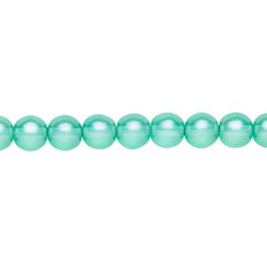 Bead, Czech pressed glass, pearlized ocean blue, 6mm round. Sold per 15-1/2" to 16" strand, approximately 65 beads.