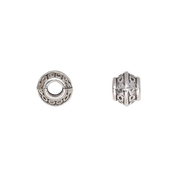 Bead, antique silver-plated "pewter" (zinc-based alloy), 8x7mm rondelle. Sold per pkg of 20. image number 0
