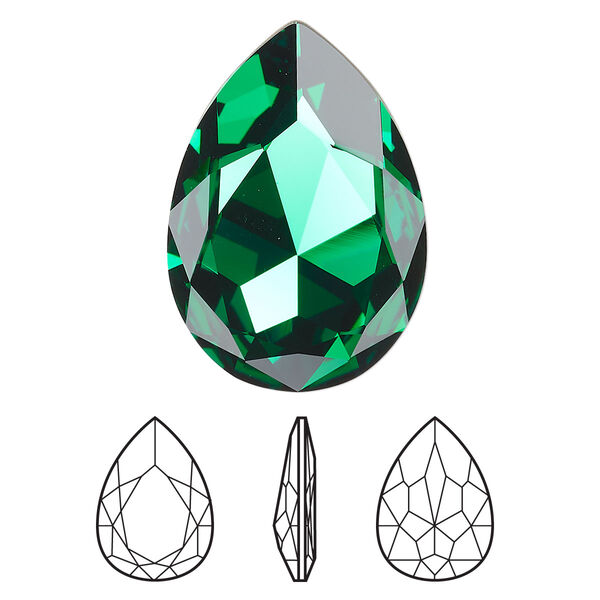 Fancy stone 1pk majestic green foil back, Crystal Passions® 30x20mm pear 4327 image number 0