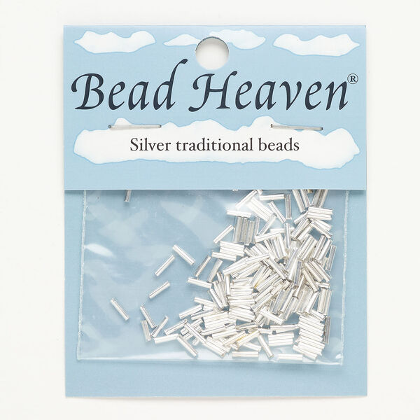 Bead, silver-plated brass, 6x1.5mm round tube. Sold per 5-gram pkg, approximately 175 beads. image number 0