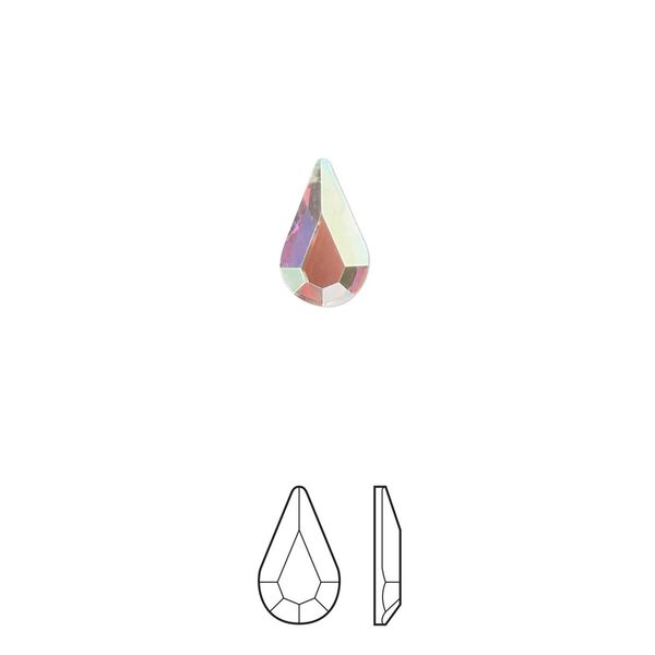 Flat back 144pk crystal AB foil back, Preciosa MAXIMA Czech crystal rhinestone 10x6mm pear image number 0