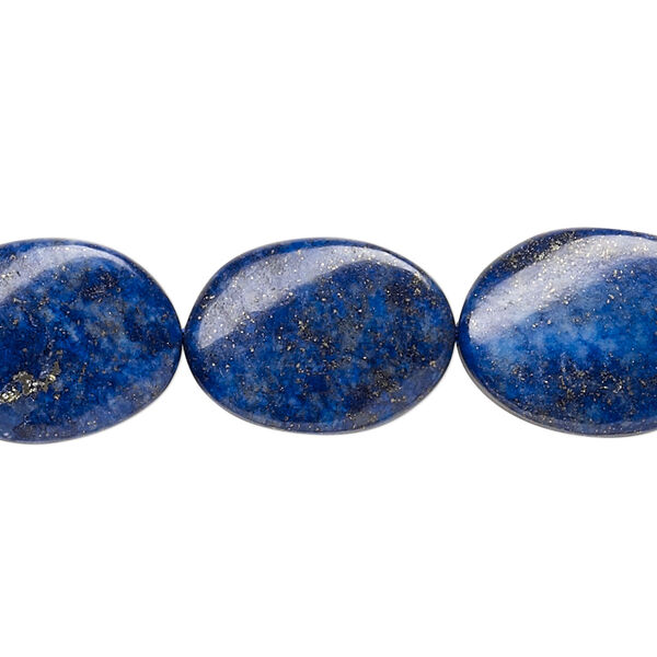 Bead, lapis lazuli (dyed), 18x14mm twisted flat oval, C- grade, Mohs hardness 5 to 6. Sold per 15-inch strand. image number 0