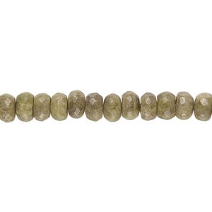 Epidote 1pkg1, hand-cut faceted rondelle bead natural 14 inch 5x3mm-6x4mm