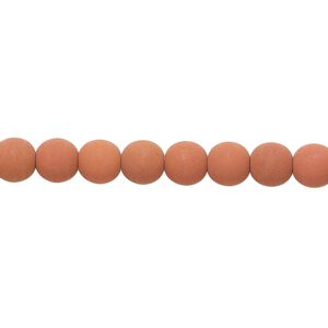 Bead, coated glass, opaque brick, 6mm round. Sold per 7-inch strand, approximately 30 beads.