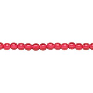 Bead, Czech dipped décor glass druk, translucent red, 4mm round. Sold per 15-1/2" to 16" strand.