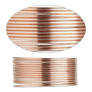 Wire, 12Kt rose gold-filled, half-hard, round, 18 gauge. Sold per pkg of 25 feet.