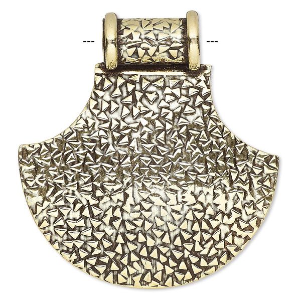 Pendant, antique gold-plated copper, 47x44mm axe with textured confetti design and tube bail. Sold individually. image number 0