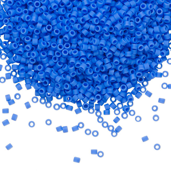 Seed bead, Delica®, glass, pkg/7.5g, #11 round, opaque matte cyan blue (DB-1588). image number 0