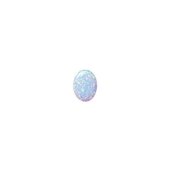 Cabochon, "opal" (silica and epoxy) (man-made), light blue, 8x6mm calibrated oval. Sold individually. image number 0