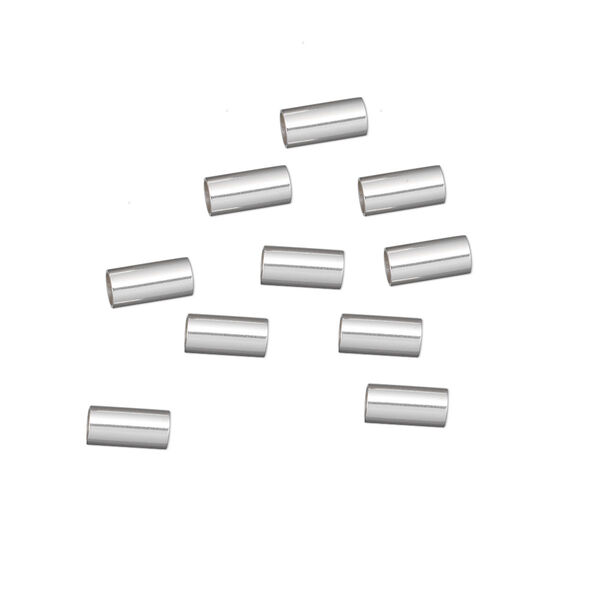 Crimp, sterling silver, 6x3mm smooth cut tube, 2.5mm inside diameter. Sold per pkg of 10. image number 0