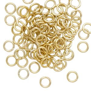 Jump ring, anodized aluminum, gold, 5.5mm matte round, 3.5mm inside diameter, 18 gauge. Sold per pkg of 100.