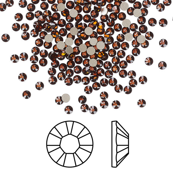 Flat back 144pk smoked amber foil back, Crystal Passions® 2.1-2.3mm rose round SS7 2058 image number 0