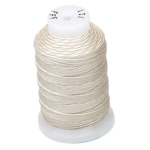 Thread, Purely Silk™, 3-ply, ecru, size FFF. Sold per 92-yard spool.