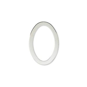 Component, silver-plated brass, 22x15mm open oval. Sold per pkg of 10.